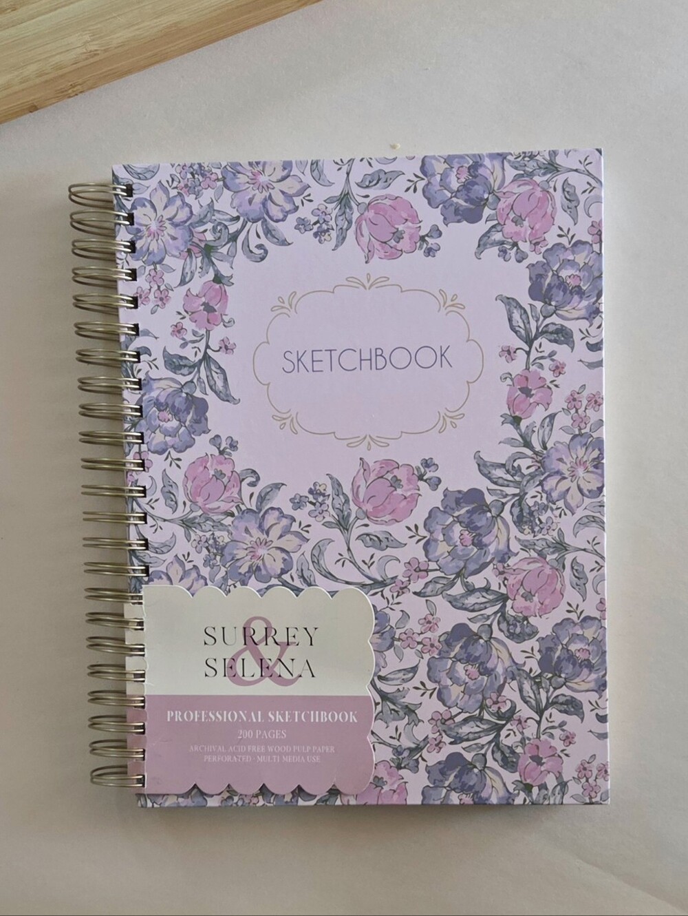 Surrey & Selena Floral Spiral Harcover Large Multimedia Professional Sketchbook